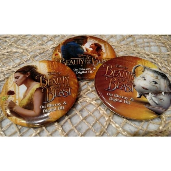 Beauty and the Beast 3" SET/3 Promo Pinback Buttons, EUC - Picture 6 of 6